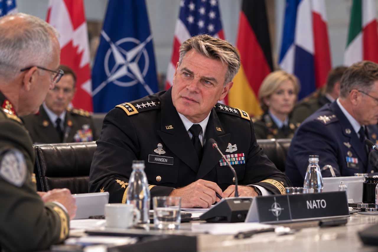 General Erik J. Hansen seated at a NATO meeting